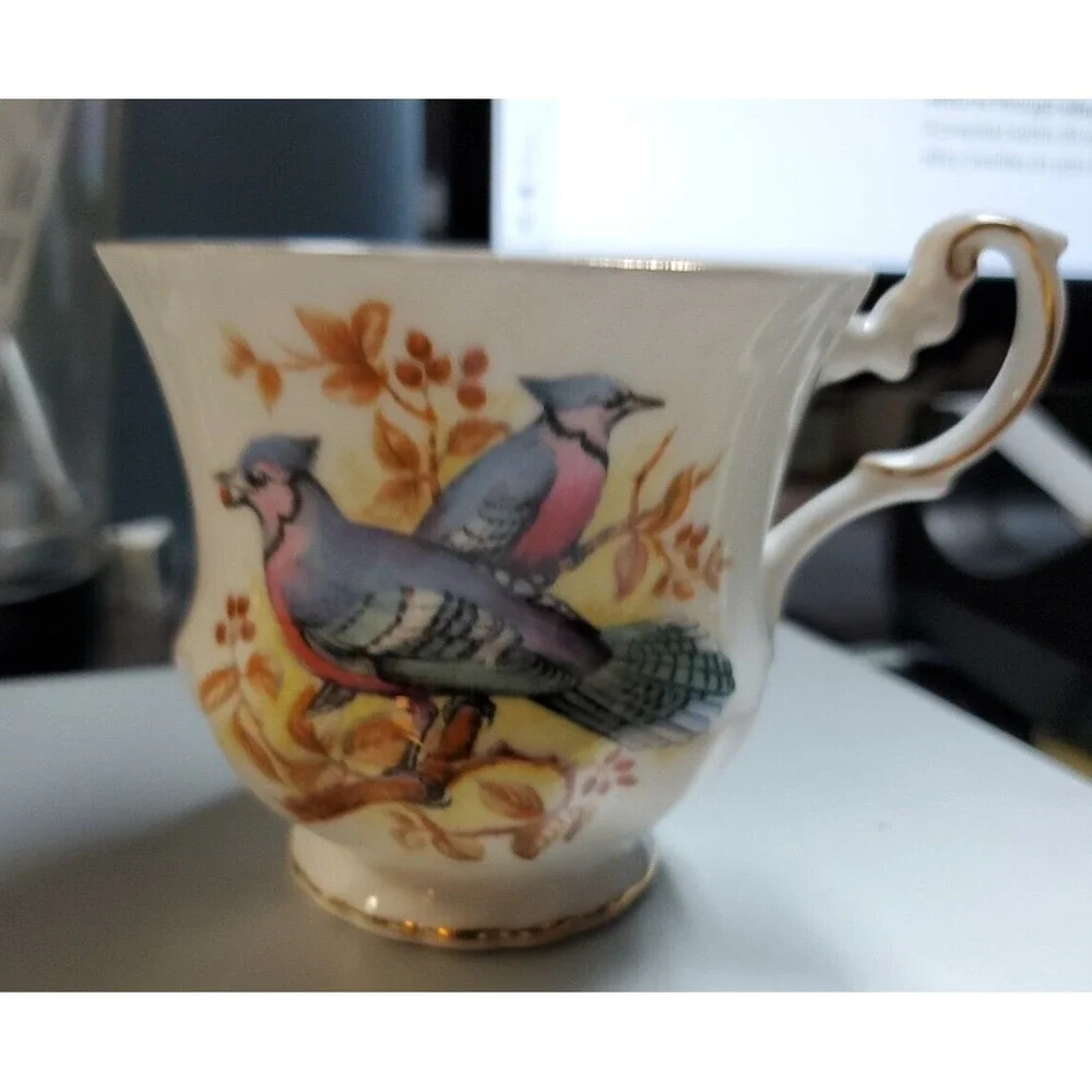 Vintage Royal Dover Bluejay Fine Bone China Teacup‎ Replacement Pair